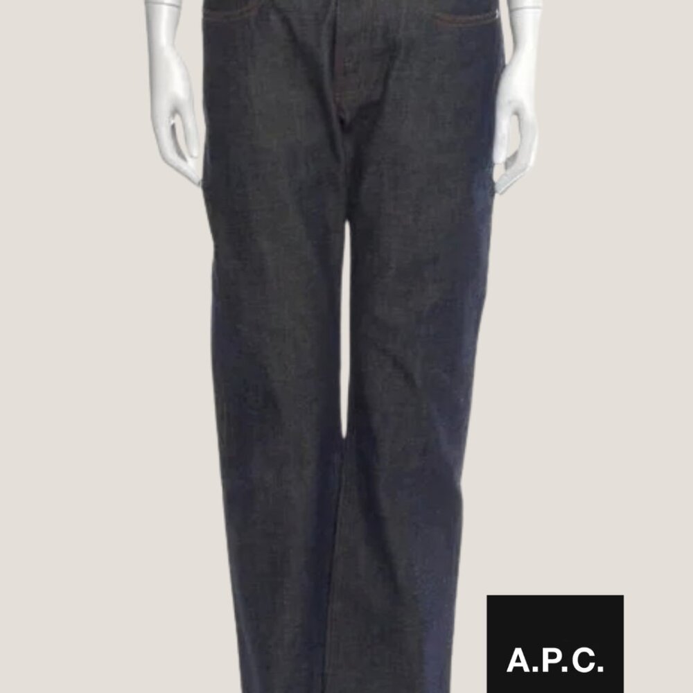 A.P.C. Mid-Rise Straight Leg Jeans Size: M, US 30 - Dark Wash, Raw Denim